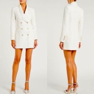 Rebecca Vallance Hariet Blazer Mini Dress Ivory Lace Size US 6 Pearl Buttons